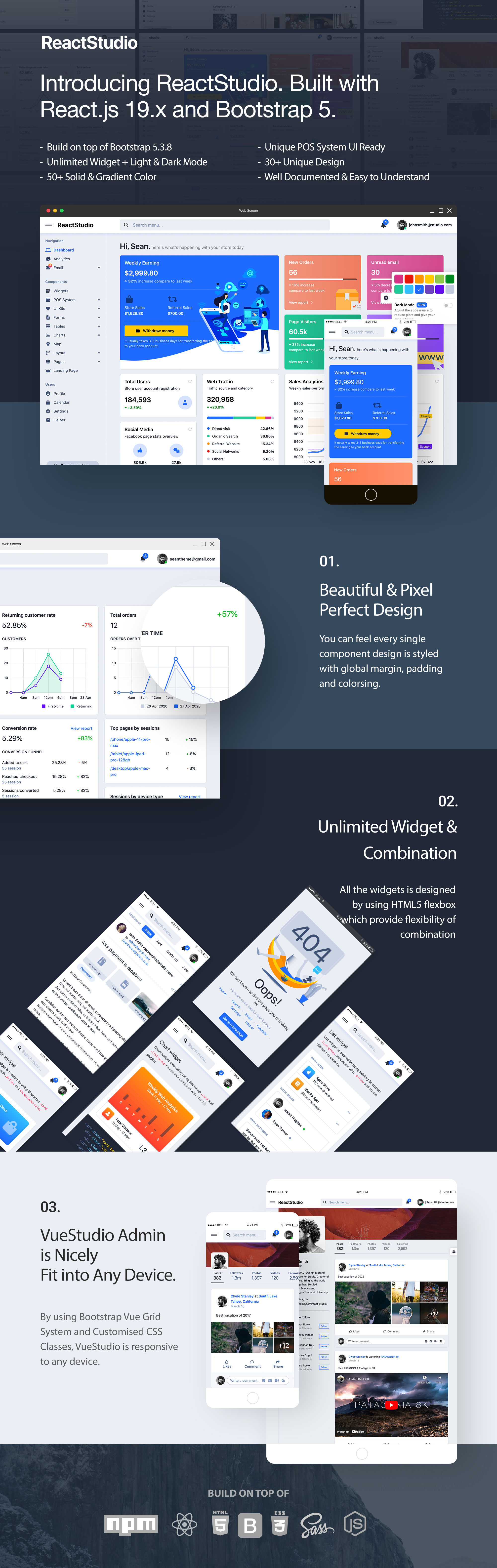 Studio - React 19 + HTML Admin Template